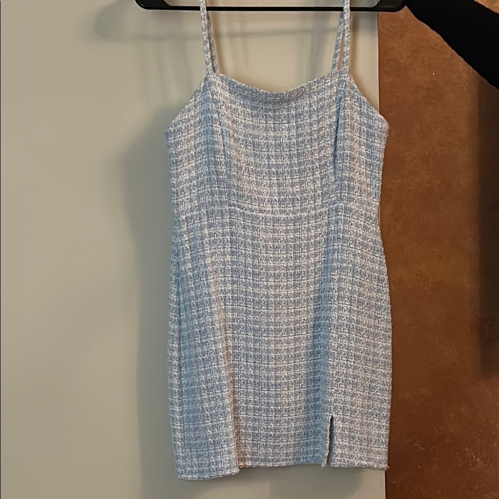 Zara Blue and White Sheath Mini Dress